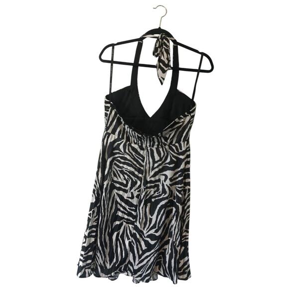 Morgan & Co Dress Zebra Embellished Prom Party Jeweled Medium halter Sequin L - Picture 3 of 10